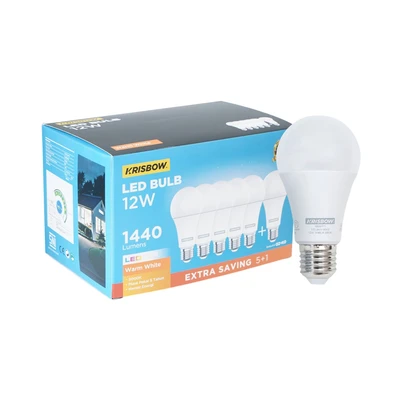 Gambar Krisbow Lumi Gen-2 Bohlam LED 12 Watt 1440 Lumen Warm White E27 Set 6 pcs - Kuning