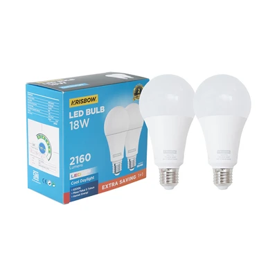 Gambar Krisbow Lumi Gen-2 Bohlam LED 18 Watt 2160 Lumen Cool Daylight E27 Set 2 pcs - Putih