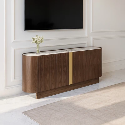 Gambar Informa Gavin Rak TV High Walnut - Cokelat/Putih