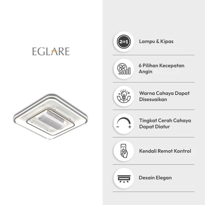 Gambar Eglare Vento Lampu Langit-Langit LED 3CCT Square - Putih