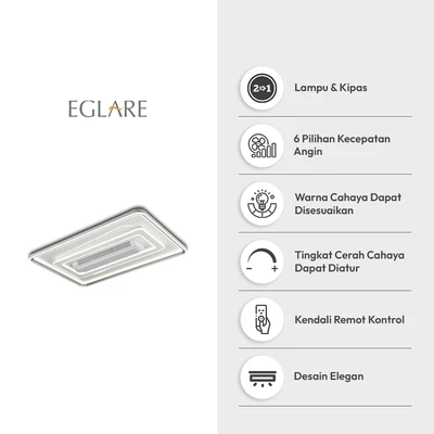 Gambar Eglare Vento Lampu Langit-Langit LED 3CCT Rectangle - Putih