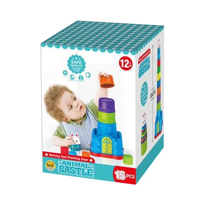 Gambar Little Giggles Set 15 Pcs Nesting & Stacking Cups Animal Castle - Mix