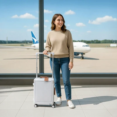 Gambar Luggo Audrey Koper PC & ABS TSA Lock Wide Handle 20 Inch - Putih