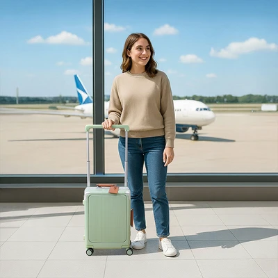 Gambar Luggo Audrey Koper PC & ABS TSA Lock Wide Handle 20 Inch - Hijau