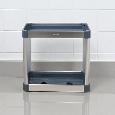 Gambar Stora Rak Bumbu Dapur Aluminium 2 Tingkat Rectangle - Abu-Abu