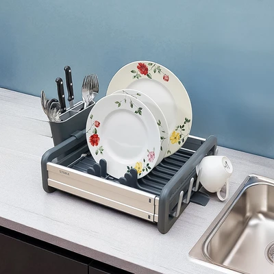Gambar Stora Louise Rak Piring Extendable - Abu-Abu