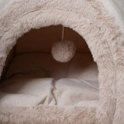 Gambar Cavea Tempat Tidur Hewan Cave Faux - Krem Beige