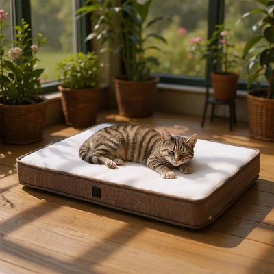 Gambar Cavea Ukuran L Tempat Tidur Hewan Flat Linen - Cokelat