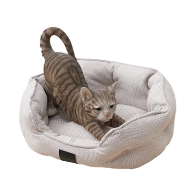 Gambar Cavea Ukuran S Tempat Tidur Hewan Round Linen - Krem Beige