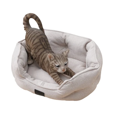 Gambar Cavea Ukuran S Tempat Tidur Hewan Round Linen - Krem Beige
