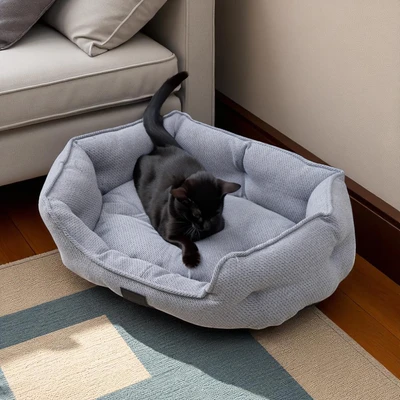 Gambar Cavea Ukuran M Tempat Tidur Hewan Round Linen - Abu-Abu