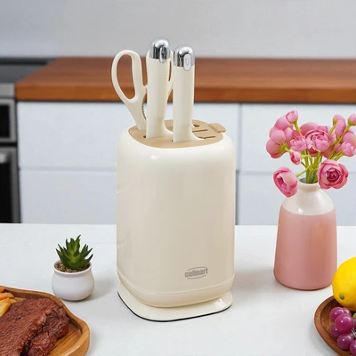 Gambar Culinart Pisau dan Gunting Dengan Blok Penyimpanan Putih Set 5 pcs