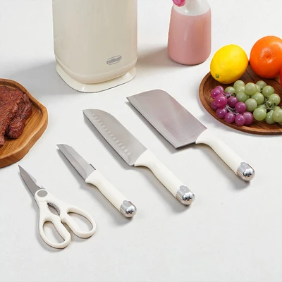 Gambar Culinart Pisau dan Gunting Dengan Blok Penyimpanan Putih Set 5 pcs