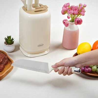Gambar Culinart Pisau dan Gunting Dengan Blok Penyimpanan Putih Set 5 pcs