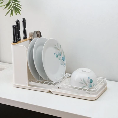 Gambar Stora Rak Piring Dengan Organizer Dapur Lipat - Putih