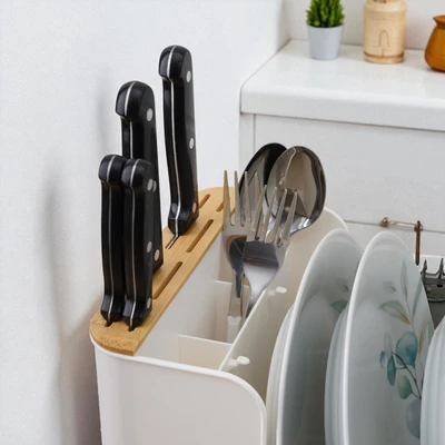Gambar Stora Rak Piring Dengan Organizer Dapur Lipat - Putih