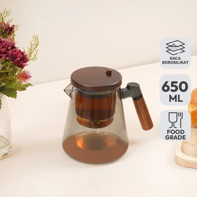 Gambar Culinart Moka Teko Teh Kaca Borosilikat 650 ml Transparan