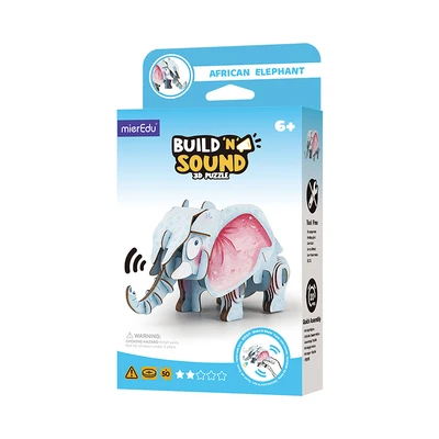 Gambar Mieredu Puzzle 3d Build & Sound Elephant Set 50 Pcs - Biru
