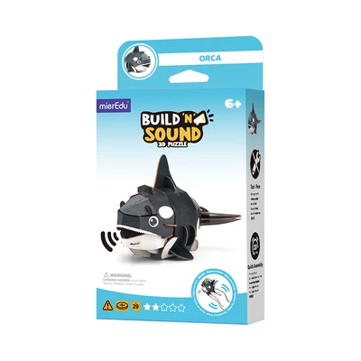 Gambar Mieredu Puzzle 3d Build & Sound Orca Set 29 Pcs - Hitam/putih