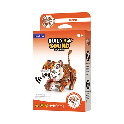 Gambar Mieredu Puzzle 3d Build & Sound Tiger Set 45 Pcs - Oranye