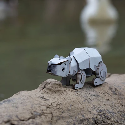 Gambar Mieredu Puzzle 3d Build & Sound Polar Bear Set 43 Pcs - Abu-abu/putih