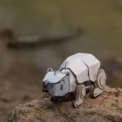 Gambar Mieredu Puzzle 3d Build & Sound Polar Bear Set 43 Pcs - Abu-abu/putih