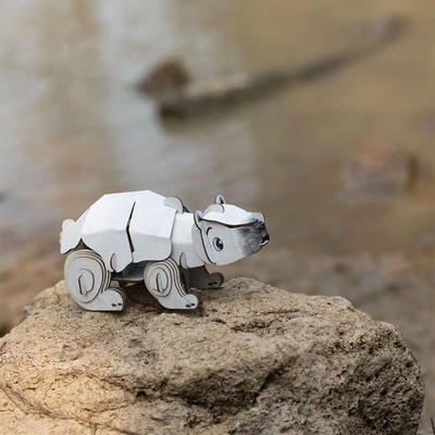 Gambar Mieredu Puzzle 3d Build & Sound Polar Bear Set 43 Pcs - Abu-abu/putih