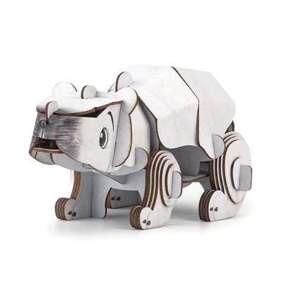 Gambar Mieredu Puzzle 3d Build & Sound Polar Bear Set 43 Pcs - Abu-abu/putih