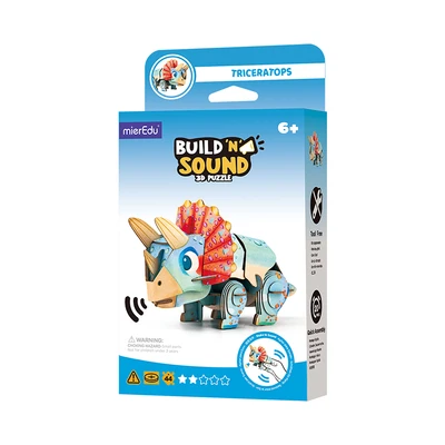Gambar Mieredu Puzzle 3d Build & Sound Triceratops Set 44 Pcs - Biru