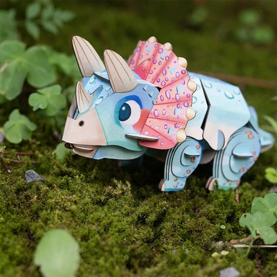 Gambar Mieredu Puzzle 3d Build & Sound Triceratops Set 44 Pcs - Biru