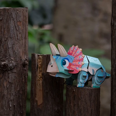 Gambar Mieredu Puzzle 3d Build & Sound Triceratops Set 44 Pcs - Biru