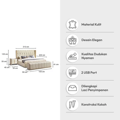 Gambar Informa 200x200 cm Ralene Set Kamar Tidur - Krem Beige