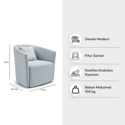Gambar Informa Lucy Sofa Putar Fabric 1 Seater - Abu-Abu/Biru