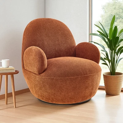 Gambar Informa Angel Sofa Putar Fabric 1 Seater - Merah Terracotta