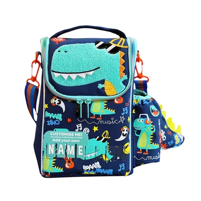 Gambar Kiddy Star Tas Kotak Makanan Anak Fabric Cool Dino Large - Biru