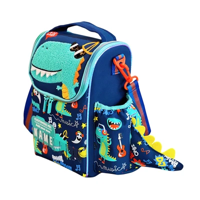 Gambar Kiddy Star Tas Kotak Makanan Anak Fabric Cool Dino Large - Biru