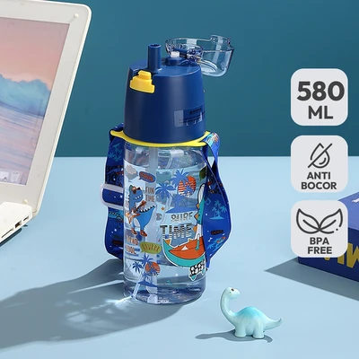 Gambar Kiddy Star Botol Minum Tumbler Anak Dino 580 Ml - Biru