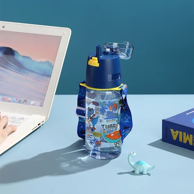 Gambar Kiddy Star Botol Minum Tumbler Anak Dino 580 Ml - Biru
