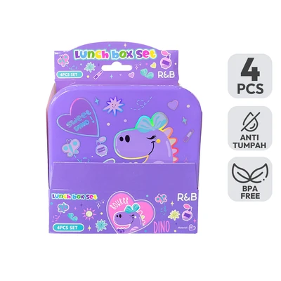 Gambar Kiddy Star Kotak Makanan Anak Plastik Dino Set 4 Pcs - Mix