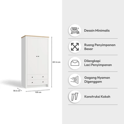 Gambar Informa Kasablanka Lemari Pakaian 2 Pintu - Putih