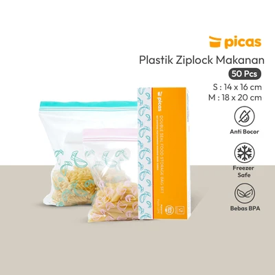 Gambar Picas Plastik Ziplock Makanan Double Zipper Small & Medium Set 50 pcs