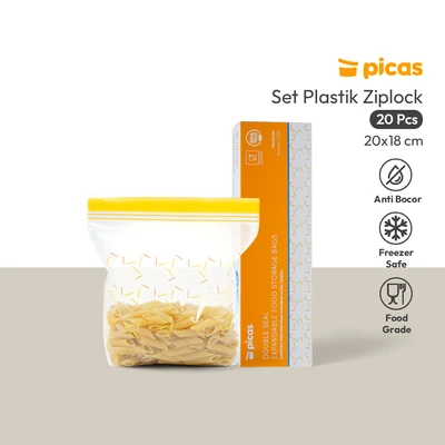 Gambar Picas Plastik Ziplock Makanan Double Zipper Medium Set 20 pcs