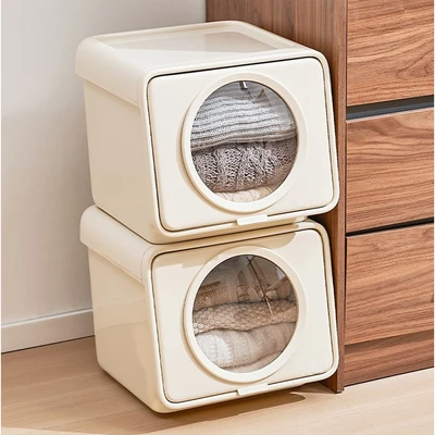 Gambar Stora Kotak Penyimpanan Flat Round Window - Krem