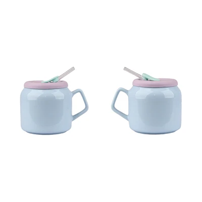Gambar Delicia Candy Mug Keramik Dengan Tutup & Sedotan 550 ml Random