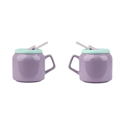 Gambar Delicia Candy Mug Keramik Dengan Tutup & Sedotan 550 ml Random