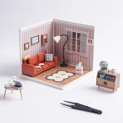Gambar Rolife Miniatur 3d Cozy Living Lounge Set 114 Pcs - Mix