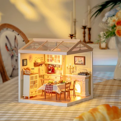 Gambar Rolife Miniatur 3d Warm Dining Room Set 150 Pcs - Mix