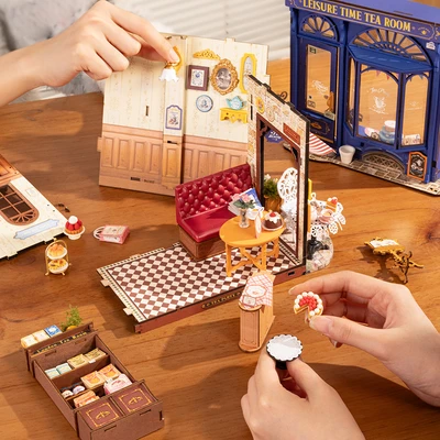 Gambar Rolife Puzzle 3D Leisure Time Tea Room Set 304 Pcs - Biru