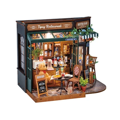 Gambar Rolife Puzzle 3D Tipsy Restaurant Set 297 Pcs - Hitam/Hijau