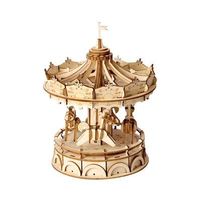 Gambar Rolife Puzzle 3d Romantic Carousel Set 174 Pcs - Cokelat Kayu